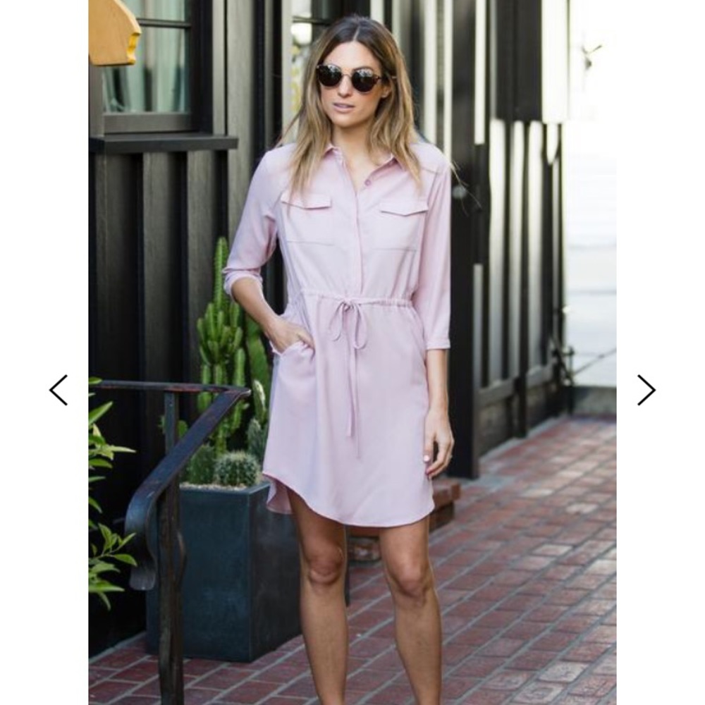 Drawstring waist shirtdress